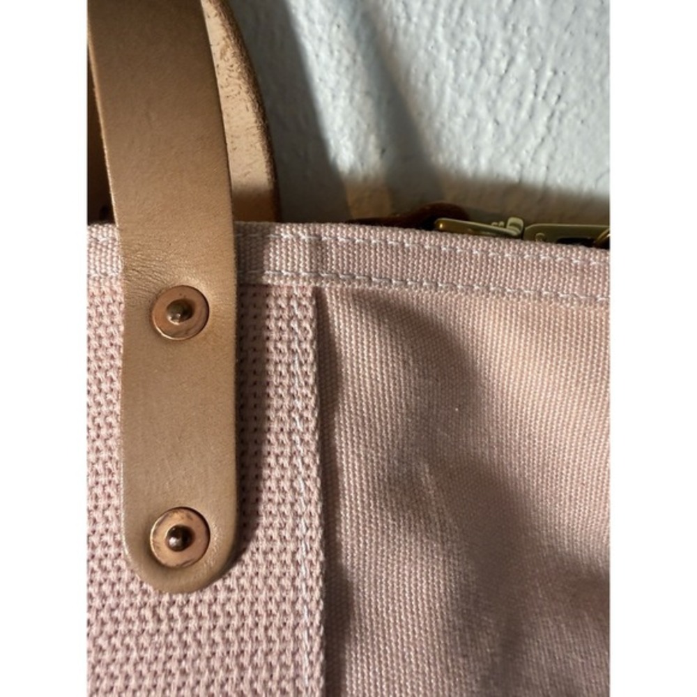 North End Bag Co The MARTIN Tote Bag Peachy Pink Canvas & Leather Trim Crossbody - Picture 14 of 15